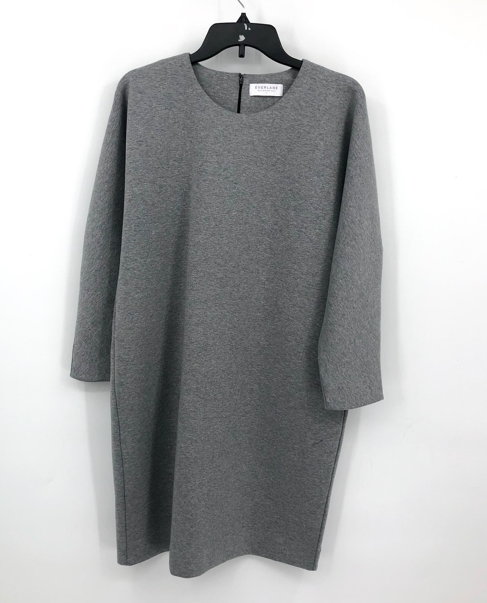 EVERLANE Thick Scuba Knit Relaxed Fit Tunic Dress Medium Grey 3/4 Sleeve NWOT